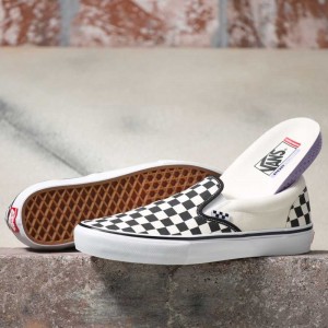 Vans Checkerboard Skate Slip On Schuhe Damen Schwarz Weiß | 89536HVAK