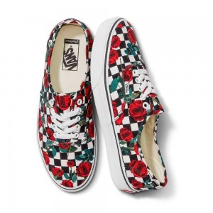 Vans Customs Checkerboard Roses Authentic Classic Damen | 75089DIUQ