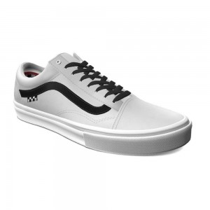 Vans Customs True White Leder Old Skool Skateschuhe Damen Weiß | 72041GBWO