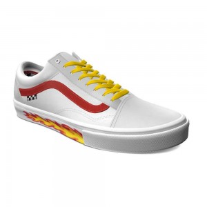 Vans Customs True White Leder Old Skool Skateschuhe Damen Weiß | 46359ZYJV