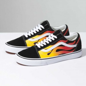 Vans Flame Old Skool Classic Damen Schwarz Weiß | 64970JKEM