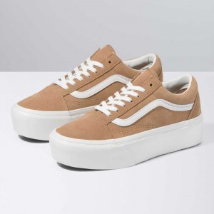 Vans Soft Wildleder Old Skool Stackform Classic Damen Hellbraun Weiß | 50271DYPW