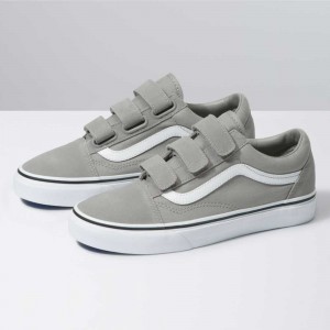 Vans Wildleder/Canvas Old Skool V Classic Damen Tiefesgrau Weiß | 80643QUOH