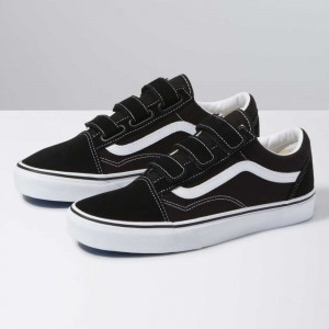 Vans Wildleder Canvas Old Skool V Classic Damen Schwarz Weiß | 78619NYDT