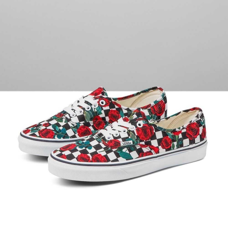 Vans Customs Checkerboard Roses Authentic Weite Classic Damen | 35410HTEV