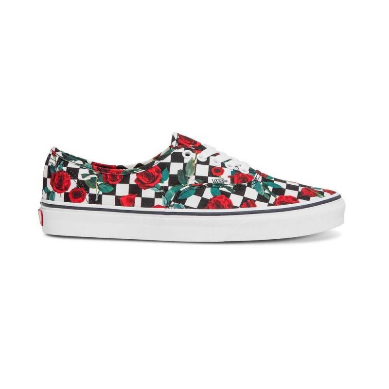 Vans Customs Checkerboard Roses Authentic Weite Classic Damen | 35410HTEV