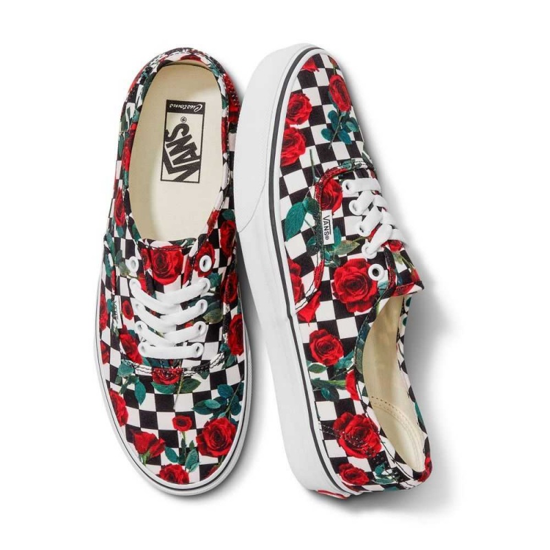 Vans Customs Checkerboard Roses Authentic Weite Classic Damen | 35410HTEV