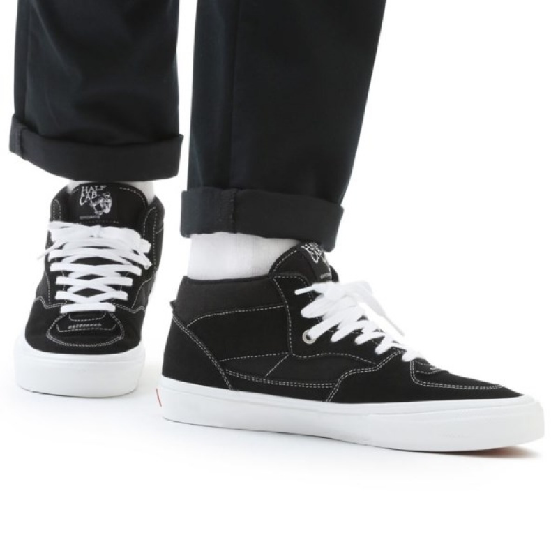 Vans Half Cab Skateschuhe Herren Schwarz Weiß | 02361HKZO