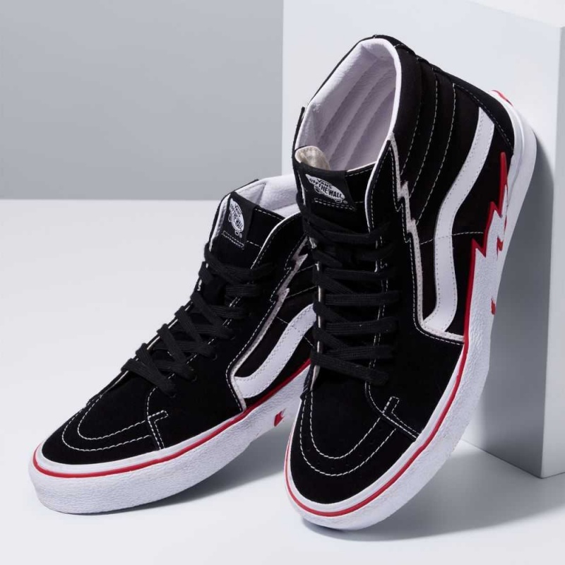 Vans Sk8-Hi Bolt Classic Damen Schwarz Rot | 91768UQEA