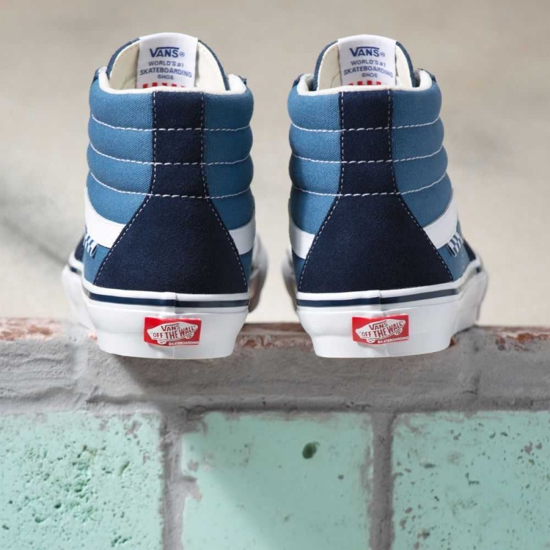 Vans Sk8-Hi Skateschuhe Herren Navy Weiß | 54236WBMK